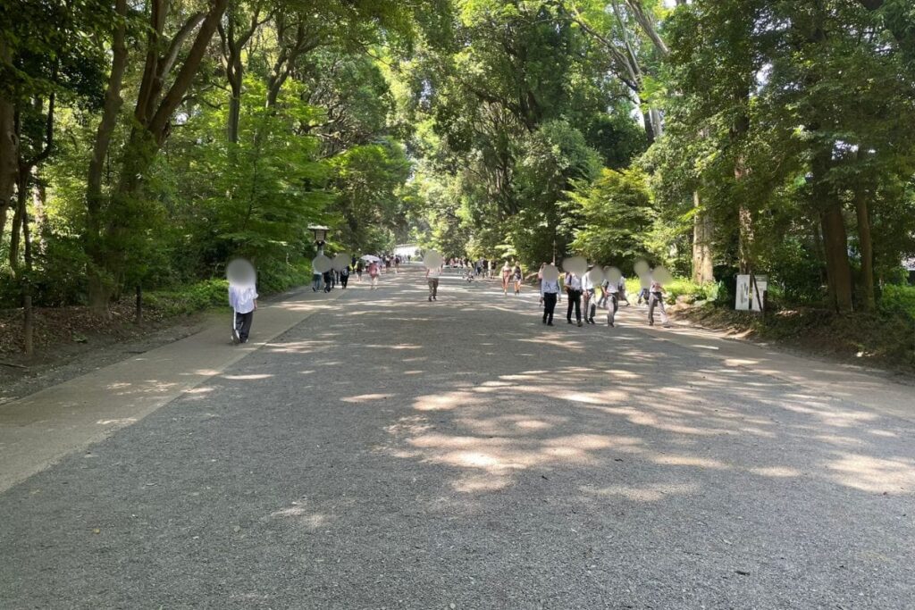 木々に囲まれた明治神宮の参道