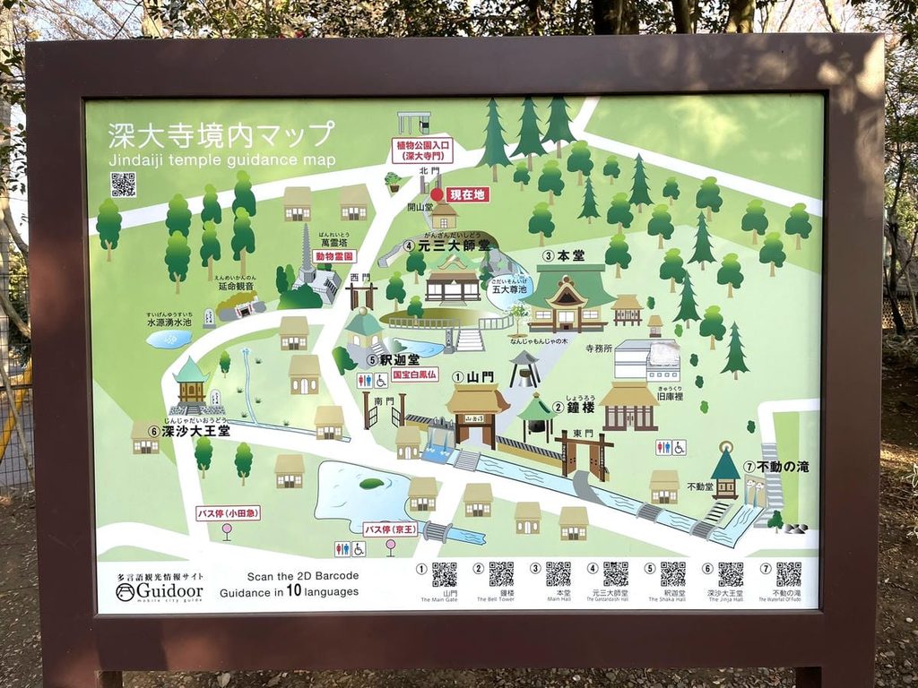 深大寺と神代植物公園周辺の案内マップ